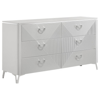 215793 Cassia 6-drawer Bedroom Dresser Cabinet White High Gloss