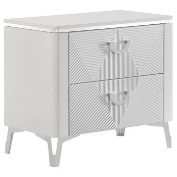 215792 Cassia 2-drawer Nightstand Bedside Table White High Gloss