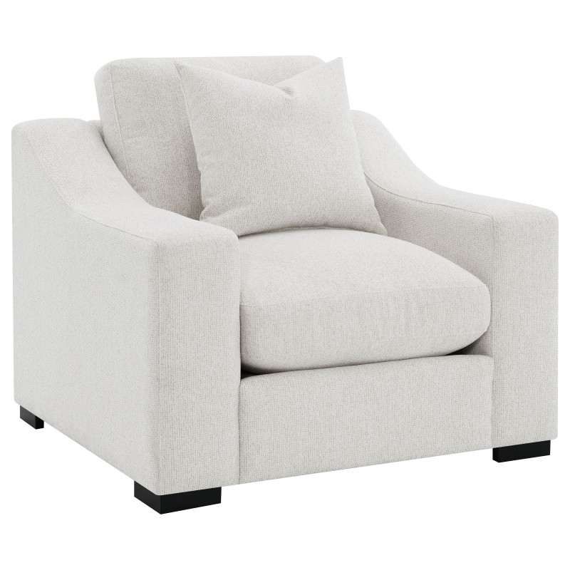 552093 Ashlyn Fabric Upholstered Track Arm Accent Chair Sand