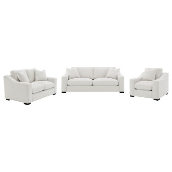 552091-S3 Ashlyn 3-piece Upholstered Track Arm Sofa Set Sand