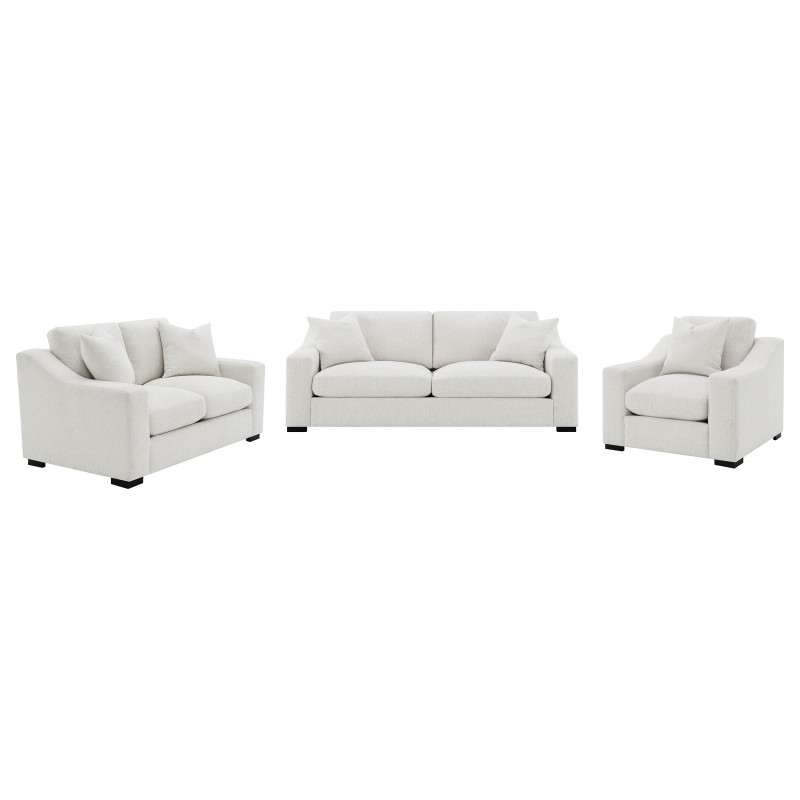 552091-S3 Ashlyn 3-piece Upholstered Track Arm Sofa Set Sand