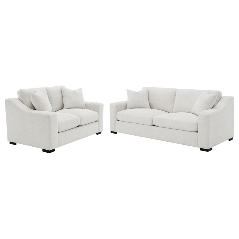 552091-S2 Ashlyn 2-piece Upholstered Track Arm Sofa Set Sand