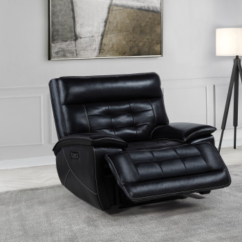 609613PP Hewitt Leather Upholstered Dual Power Recliner Chair Black
