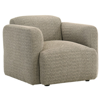 509816 Dorset Fabric Upholstered Round Track Arm Accent Chair Brown