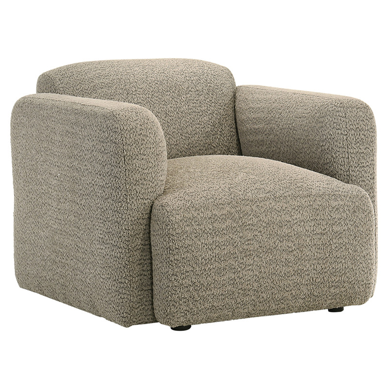 509816 Dorset Fabric Upholstered Round Track Arm Accent Chair Brown