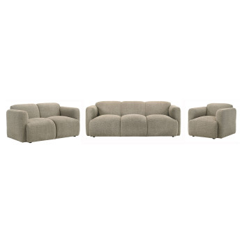 509814-S3 Dorset 3-piece Upholstered Round Track Arm Sofa Set Brown
