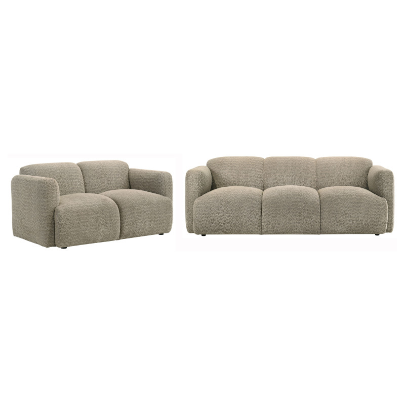 509814-S2 Dorset 2-piece Upholstered Round Track Arm Sofa Set Brown