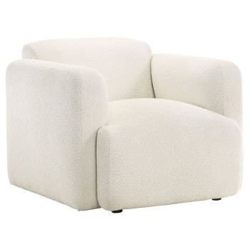 509813 Dorset Fabric Upholstered Round Track Arm Accent Chair White