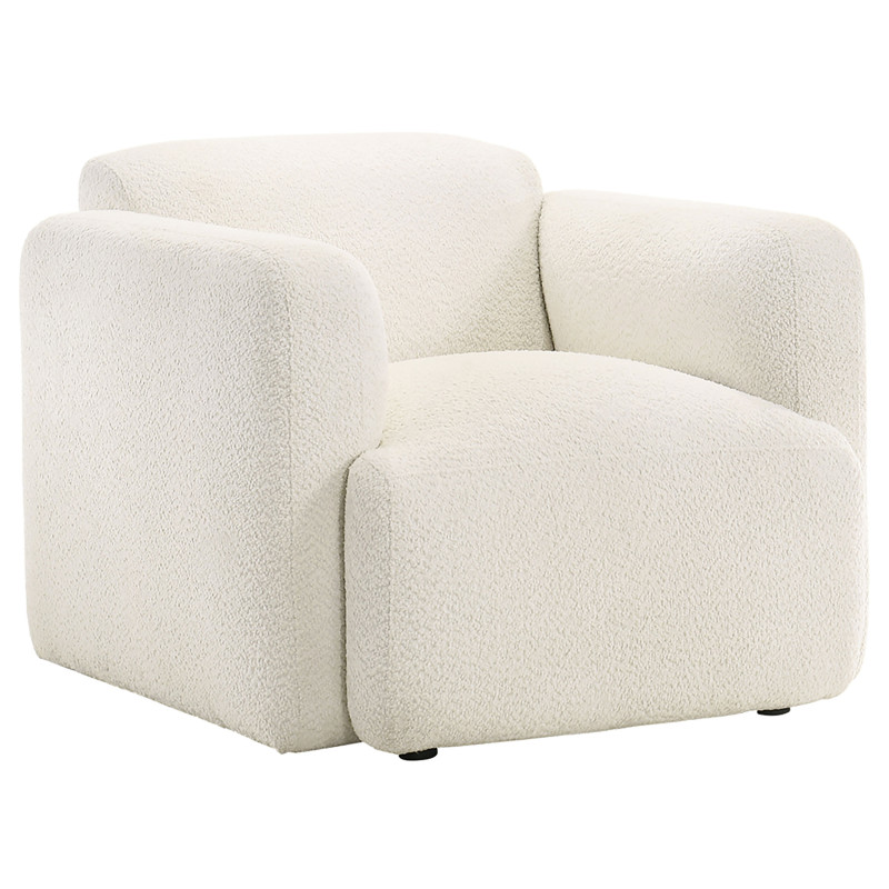 509813 Dorset Fabric Upholstered Round Track Arm Accent Chair White
