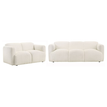 509811-S2 Dorset 2-piece Upholstered Round Track Arm Sofa Set White