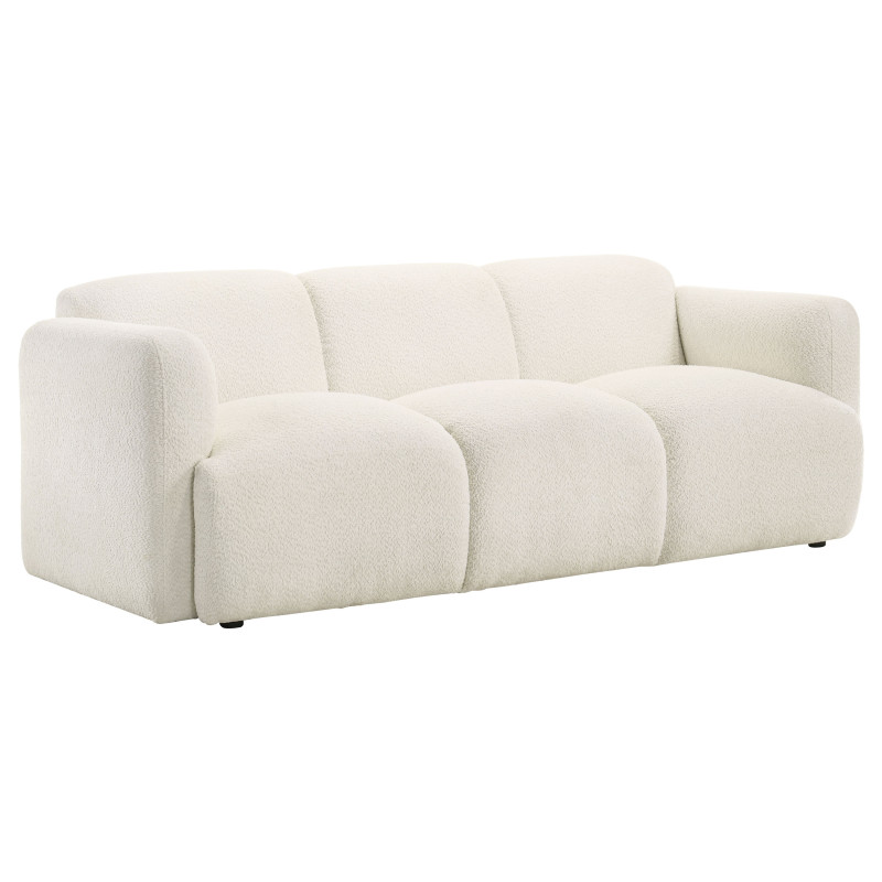 509811 Dorset Fabric Upholstered Round Track Arm Sofa White