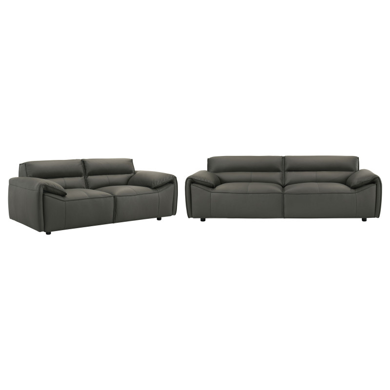 509504-S2 Buxton 2-piece Leather Upholstered Sofa Set Graphite