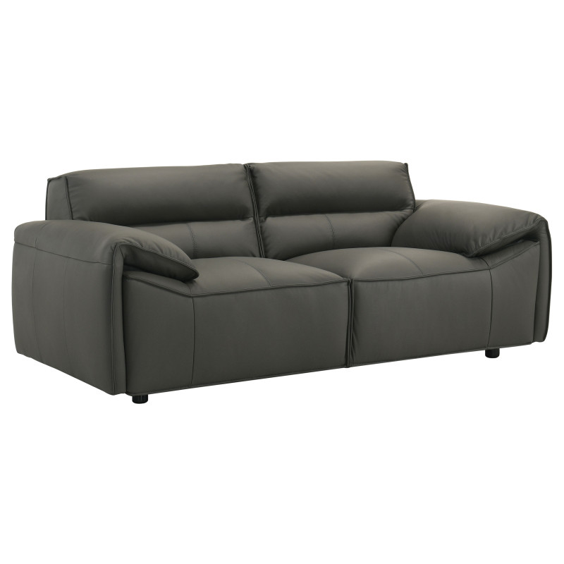 509505 Buxton Top Grain Leather Upholstered Loveseat Graphite