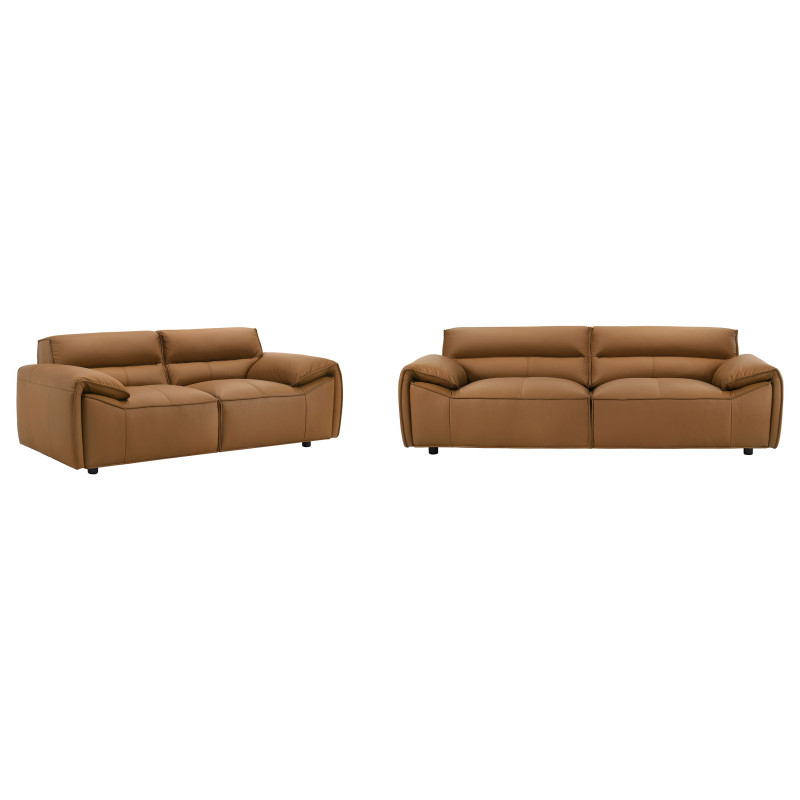 509501-S2 Buxton 2-piece Leather Upholstered Sofa Set Orange