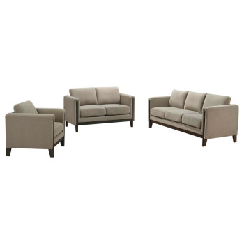 511101-S3 Islington 3-piece Upholstered Panel Arm Sofa Set Taupe