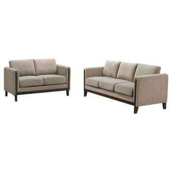 511101-S2 Islington 2-piece Upholstered Panel Arm Sofa Set Taupe