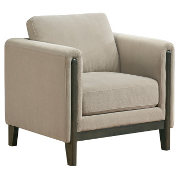 511103 Islington Fabric Upholstered Panel Arm Accent Chair Taupe