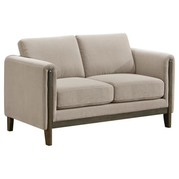 511102 Islington Fabric Upholstered Panel Arm Loveseat Taupe