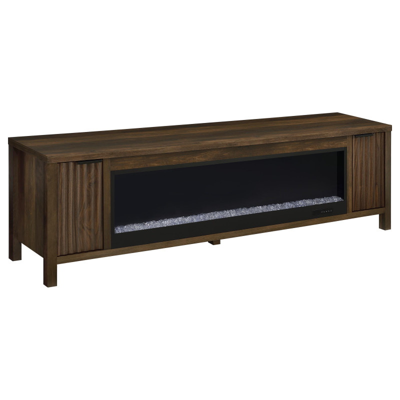 722823 Carey 79-inch TV Stand Fireplace Media Console Dark Pine