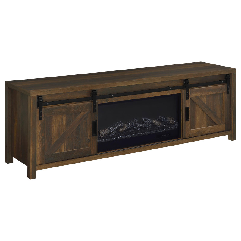 722863 Enfield 71-inch TV Stand Fireplace Media Console Dark Pine