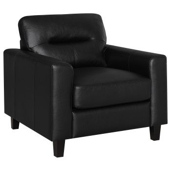 504666 Scotland Faux Leather Upholstered Track Arm Chair Black