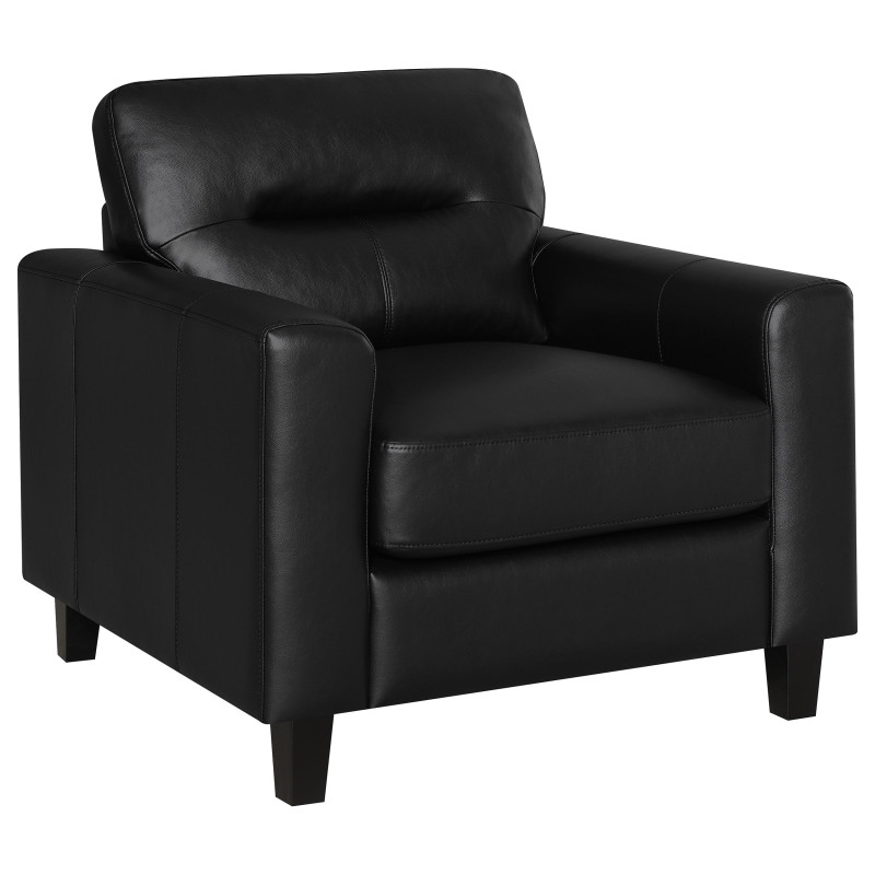 504666 Scotland Faux Leather Upholstered Track Arm Chair Black