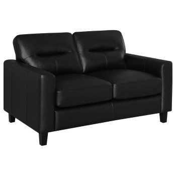 504665 Scotland Faux Leather Upholstered Track Arm Loveseat Black