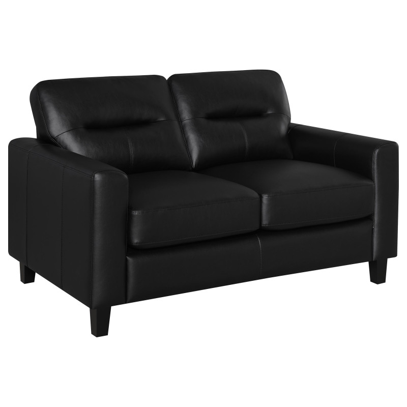 504665 Scotland Faux Leather Upholstered Track Arm Loveseat Black