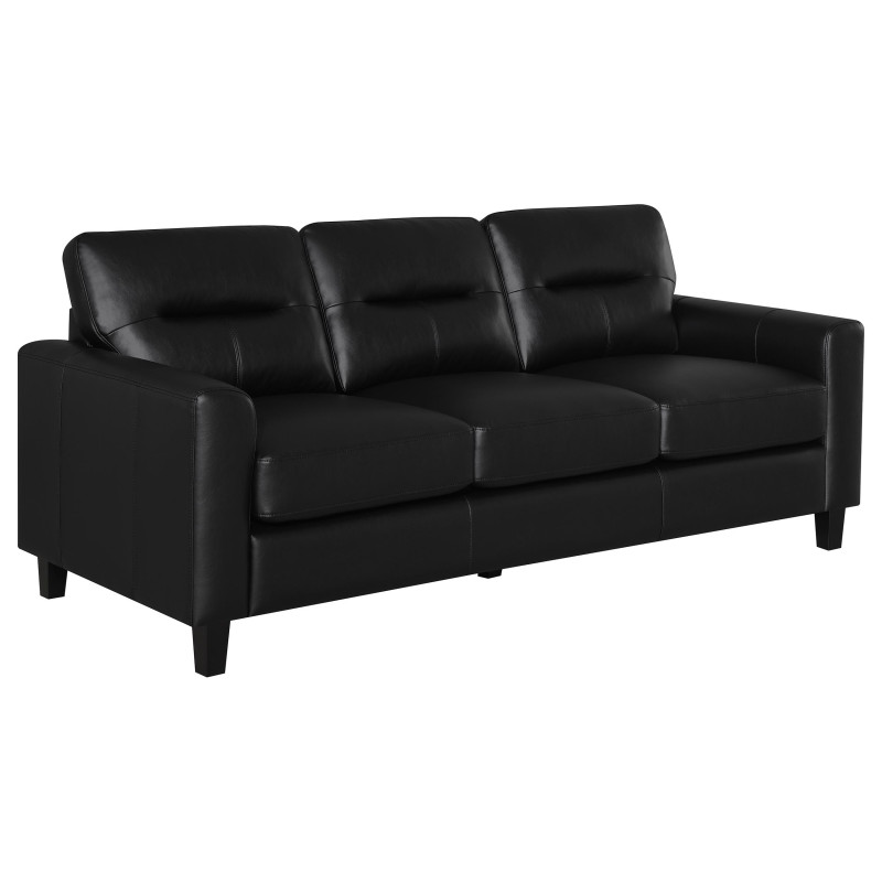 504664 Scotland Faux Leather Upholstered Track Arm Sofa Black