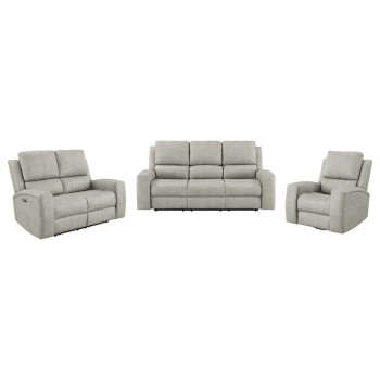 603434PPP-S3 Brickston 3-piece Triple Power Reclining Sofa Set Grey