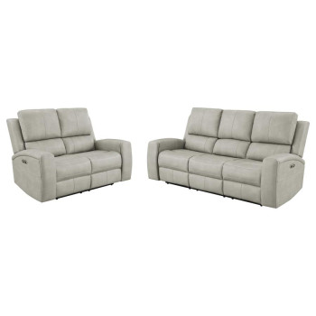 603434PPP-S2 Brickston 2-piece Triple Power Reclining Sofa Set Grey