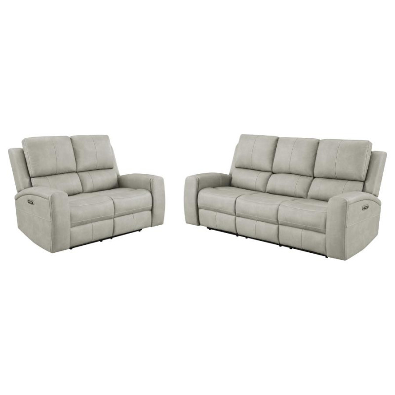 603434PPP-S2 Brickston 2-piece Triple Power Reclining Sofa Set Grey