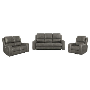 603431PPP-S3 Brickston 3-piece Triple Power Reclining Sofa Set Charcoal