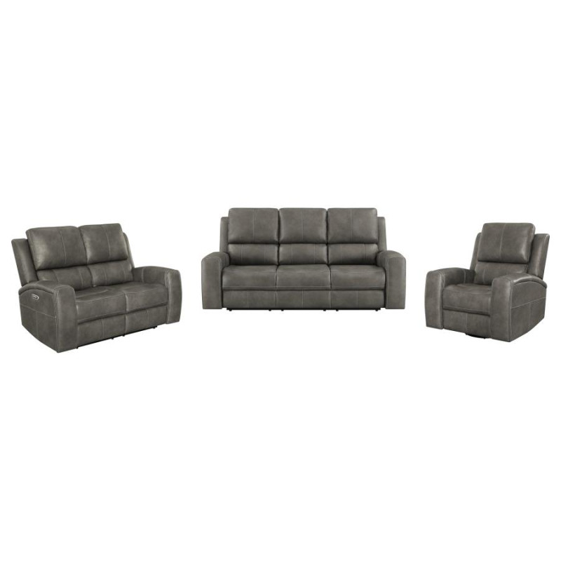 603431PPP-S3 Brickston 3-piece Triple Power Reclining Sofa Set Charcoal