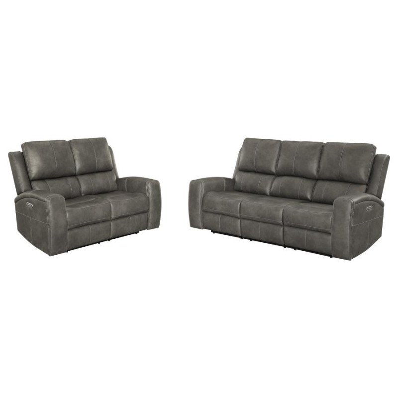 603431PPP-S2 Brickston 2-piece Triple Power Reclining Sofa Set Charcoal