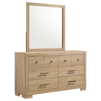 223113M Arielle 6-drawer Bedroom Dresser with Mirror Light Oak
