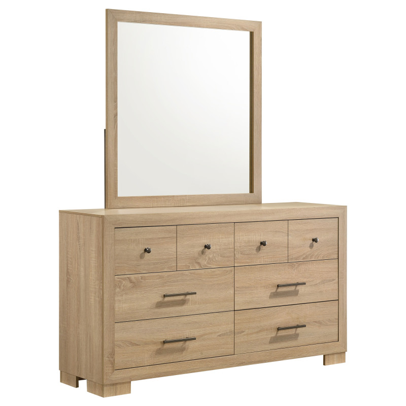 223113M Arielle 6-drawer Bedroom Dresser with Mirror Light Oak