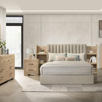 223111KE-S4 Arielle 4-piece Eastern King Bedroom Set Light Oak