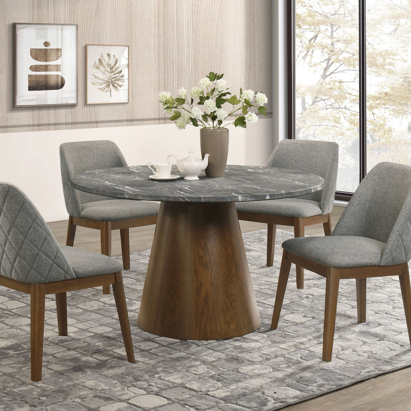193820-S5 Franklin 5-piece Round Dining Table Set Grey and Dark Oak