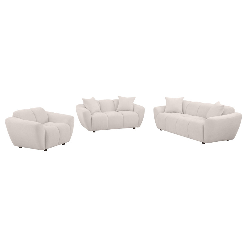 509301-S3 Destino 3-piece Chenille Splayed Arm Sofa Set Greige