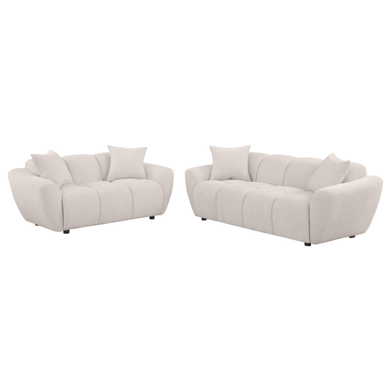 509301-S2 Destino 2-piece Chenille Splayed Arm Sofa Set Greige
