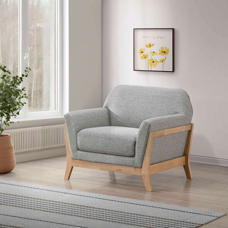 511073 Vaughn Fabric Upholstered Flared Arm Accent Chair Grey