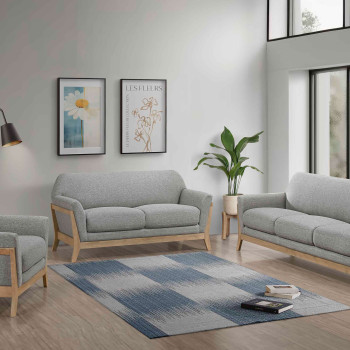 511071-S3 Vaughn 3-piece Fabric Upholstered Flared Arm Sofa Set Grey