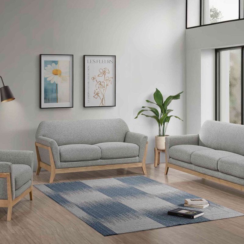 511071-S3 Vaughn 3-piece Fabric Upholstered Flared Arm Sofa Set Grey