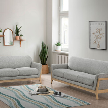 511071-S2 Vaughn 2-piece Fabric Upholstered Flared Arm Sofa Set Grey