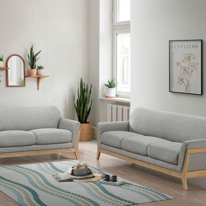 511071-S2 Vaughn 2-piece Fabric Upholstered Flared Arm Sofa Set Grey