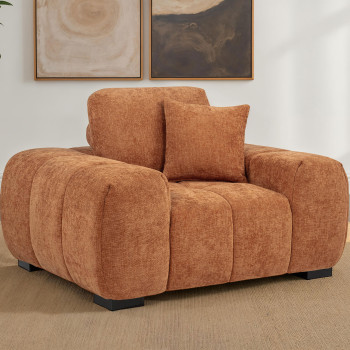 509353 Octavia Fabric Upholstered Track Arm Accent Chair Orange