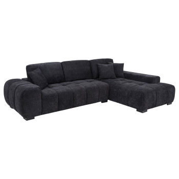 511061 Octavia Fabric Upholstered Track Arm Sectional Sofa Black