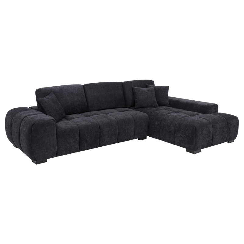 511061 Octavia Fabric Upholstered Track Arm Sectional Sofa Black