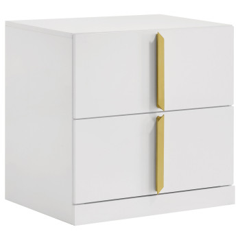 223092 Ines 2-drawer Nightstand Bedside Table White High Gloss